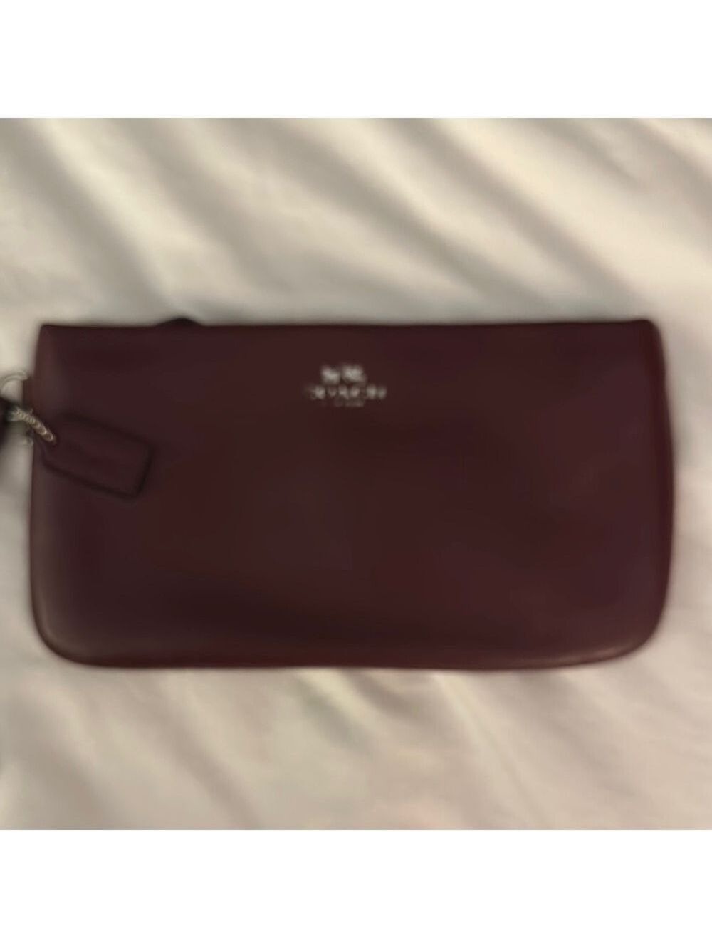 Coach Burgundy Leather Clutch Wristlet - Picture 1 of 9